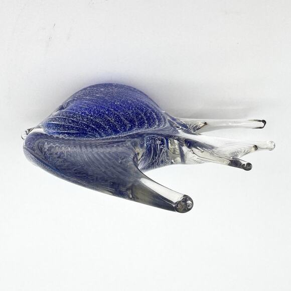 Vintage Patricia Faye Art Glass Fish Paperweight Hand Blown Blue Silver Signed - Picture 11 of 13